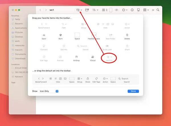 Add macSvn icon to Finder toolbar